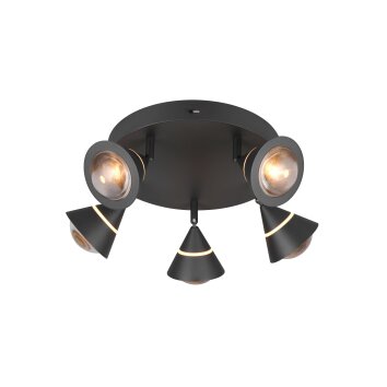 Illuminazione Trio Leuchten Romeo Plafoniera LED Nero, 5-Luci