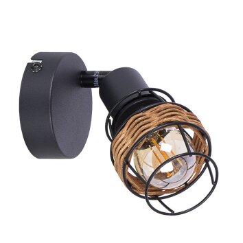 Illuminazione Globo Lighting Malik Applique, Faretto da parete Nero, 1-Luce