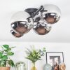Chehalis Plafoniera, Lampada a sfera Cromo, Grigio fumo, 4-Luci