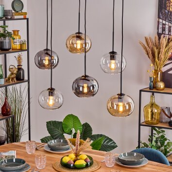Apedo Lampadario a sospensione, Lampada a sospensione Ambrato, Chiaro, Grigio fumo, 6-Luci