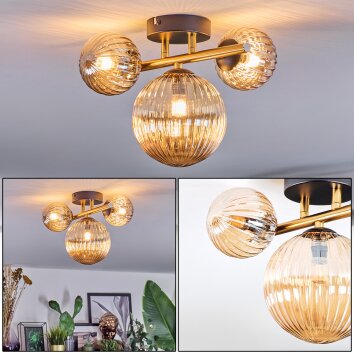 Chehalis Plafoniera, Lampada a sfera Oro, Nero, 3-Luci