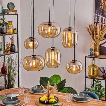 Apedo Lampadario a sospensione, Lampada a sospensione Ambrato, 6-Luci