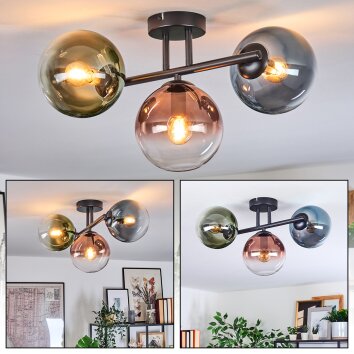 Gastor Plafoniera, Lampada a sfera Blu, Verde, Chiaro, Ramato, 3-Luci