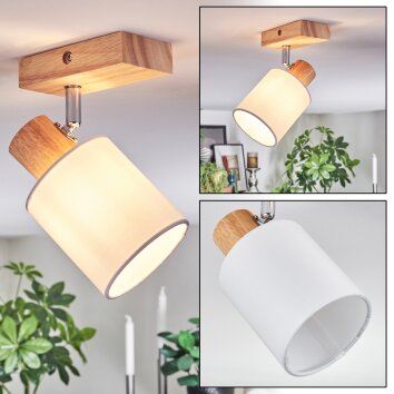 Fallhagen Plafoniera, Faretto da soffitto Cromo, Legno chiaro, 1-Luce