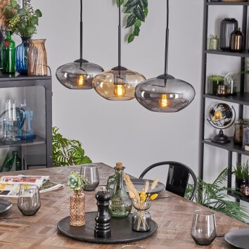 Mertola Lampadario a sospensione, Lampada a sospensione Ambrato, Grigio fumo, 3-Luci