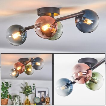 Chehalis Plafoniera, Lampada a sfera Blu, Verde, Chiaro, Ramato, 4-Luci