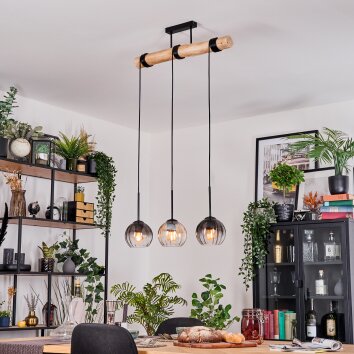 Koyoto Lampadario a sospensione, Lampada a sfera, Lampada a sospensione Écru, Nero, 3-Luci