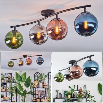 Gastor Plafoniera, Lampada a sfera Blu, Cromo, Verde, Ramato, Grigio fumo, 4-Luci