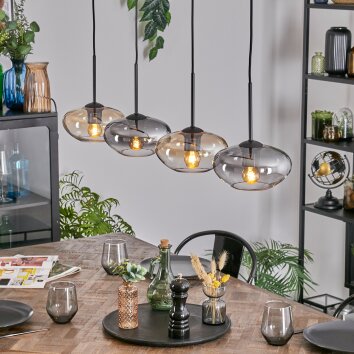 Mertola Lampadario a sospensione, Lampada a sospensione Ambrato, Chiaro, Grigio fumo, 4-Luci