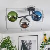 Gastor Plafoniera, Lampada a sfera Blu, Cromo, Verde, Grigio fumo, 3-Luci