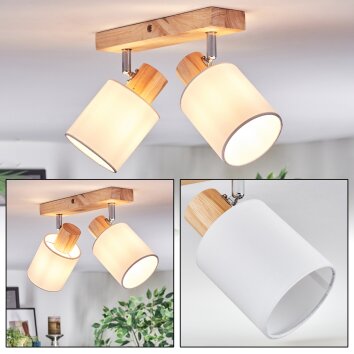 Fallhagen Plafoniera, Faretto da soffitto Cromo, Legno chiaro, 2-Luci