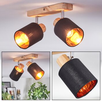 Fallhagen Plafoniera, Faretto da soffitto Cromo, Legno chiaro, 2-Luci