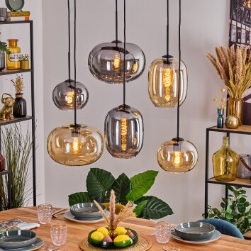 Apedo Lampadario a sospensione, Lampada a sfera, Lampada a sospensione Ambrato, Grigio fumo, 6-Luci
