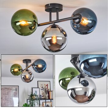 Gastor Plafoniera, Lampada a sfera Blu, Cromo, Verde, Grigio fumo, 3-Luci