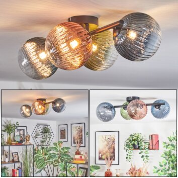 Chehalis Plafoniera, Lampada a sfera Blu, Verde, Chiaro, Ramato, 4-Luci