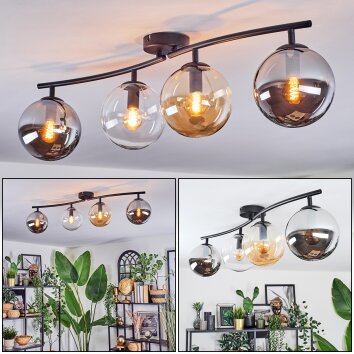 Gastor Plafoniera, Lampada a sfera Ambrato, Chiaro, Grigio fumo, 4-Luci