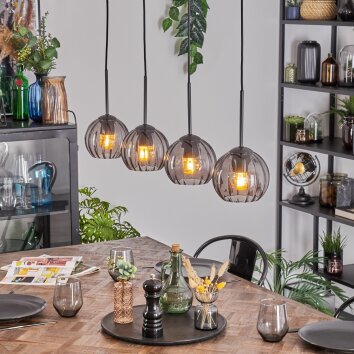 Koyoto Lampadario a sospensione, Lampada a sfera, Lampada a sospensione Grigio fumo, 4-Luci