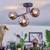 Chehalis Plafoniera, Lampada a sfera Cromo, Grigio fumo, 3-Luci