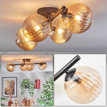 Chehalis Plafoniera, Lampada a sfera Ambrato, 4-Luci