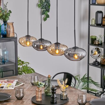 Mertola Lampadario a sospensione, Lampada a sospensione Ambrato, Grigio fumo, 4-Luci