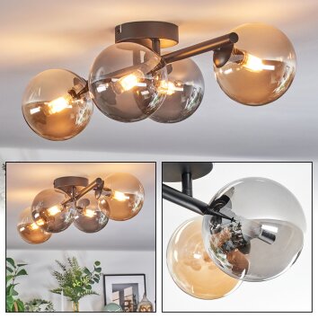 Chehalis Plafoniera, Lampada a sfera Ambrato, Grigio fumo, 4-Luci