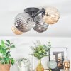 Chehalis Plafoniera, Lampada a sfera Ambrato, Grigio fumo, 4-Luci