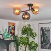 Koyoto Plafoniera, Lampada a sfera Ambrato, Grigio fumo, 3-Luci