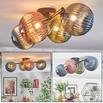 Chehalis Plafoniera, Lampada a sfera Blu, Verde, Ramato, 4-Luci