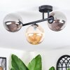 Chehalis Plafoniera, Lampada a sfera Ambrato, Grigio fumo, 3-Luci