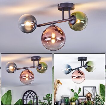 Chehalis Plafoniera, Lampada a sfera Blu, Verde, Chiaro, Ramato, 3-Luci