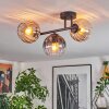 Koyoto Plafoniera, Lampada a sfera Ambrato, Chiaro, Grigio fumo, 3-Luci