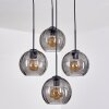Koyoto Lampadario a sospensione, Lampada a sfera, Lampada a sospensione Grigio fumo, 4-Luci