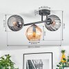 Koyoto Plafoniera, Lampada a sfera Ambrato, Grigio fumo, 3-Luci