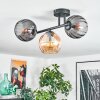 Koyoto Plafoniera, Lampada a sfera Ambrato, Grigio fumo, 3-Luci