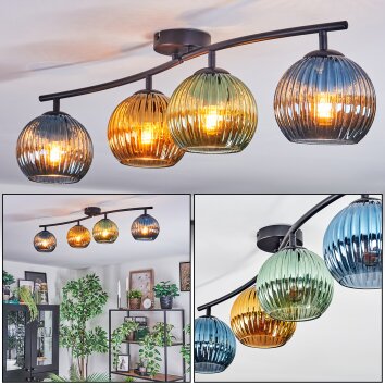Koyoto Plafoniera, Lampada a sfera Blu, Oro, Verde, 4-Luci