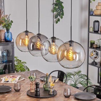 Koyoto Lampadario a sospensione, Lampada a sfera, Lampada a sospensione Ambrato, Chiaro, Grigio fumo, 4-Luci