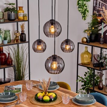 Koyoto Lampadario a sospensione, Lampada a sfera, Lampada a sospensione 30 cm Grigio fumo, 4-Luci