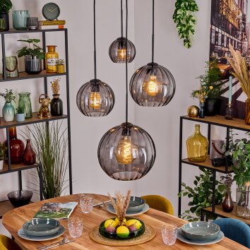Koyoto Lampadario a sospensione, Lampada a sfera, Lampada a sospensione 30 cm Grigio fumo, 4-Luci
