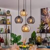 Koyoto Lampadario a sospensione, Lampada a sfera, Lampada a sospensione 35 cm Ambrato, Grigio fumo, 4-Luci