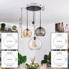 Koyoto Lampadario a sospensione, Lampada a sfera, Lampada a sospensione Ambrato, Chiaro, Grigio fumo, 4-Luci