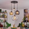 Koyoto Lampadario a sospensione, Lampada a sfera, Lampada a sospensione Ambrato, Chiaro, Grigio fumo, 4-Luci