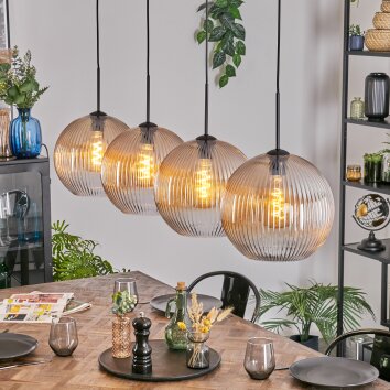 Koyoto Lampadario a sospensione, Lampada a sfera, Lampada a sospensione Ambrato, Chiaro, 4-Luci