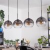 Koyoto Lampadario a sospensione, Lampada a sfera, Lampada a sospensione Chiaro, Grigio fumo, 4-Luci