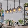 Koyoto Lampadario a sospensione, Lampada a sfera, Lampada a sospensione Chiaro, Grigio fumo, 4-Luci