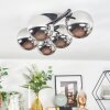 Chehalis Plafoniera, Lampada a sfera Cromo, Grigio fumo, 5-Luci