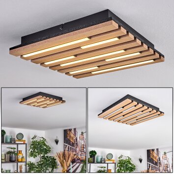 Vorlix Plafoniera LED Aspetto del legno, Nero, 1-Luce