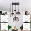 Koyoto Lampadario a sospensione, Lampada a sfera, Lampada a sospensione 30 cm Chiaro, Grigio fumo, 4-Luci