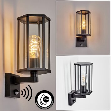 Monfanim Lampada da parete per esterno, Applique Nero, 1-Luce, Sensori di movimento