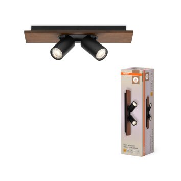 Illuminazione Osram Spot Plafoniera, Faretto da soffitto LED Aspetto del legno, Nero, 2-Luci