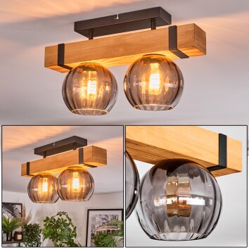 Sernadelo Plafoniera, Lampada a sfera Écru, Nero, 2-Luci